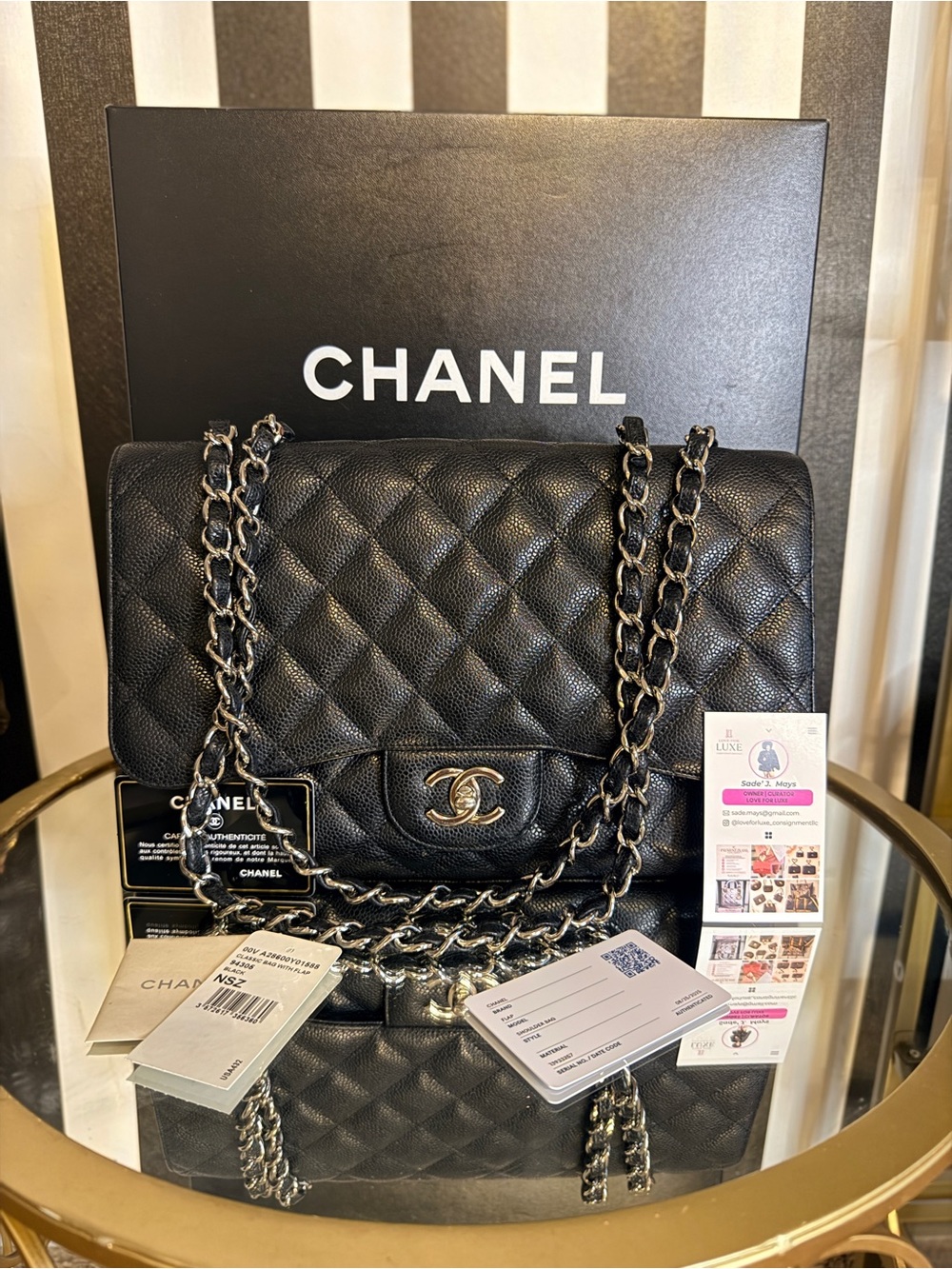 CHANEL Classic Quilted Single Flap Shoulder Bag in Black
